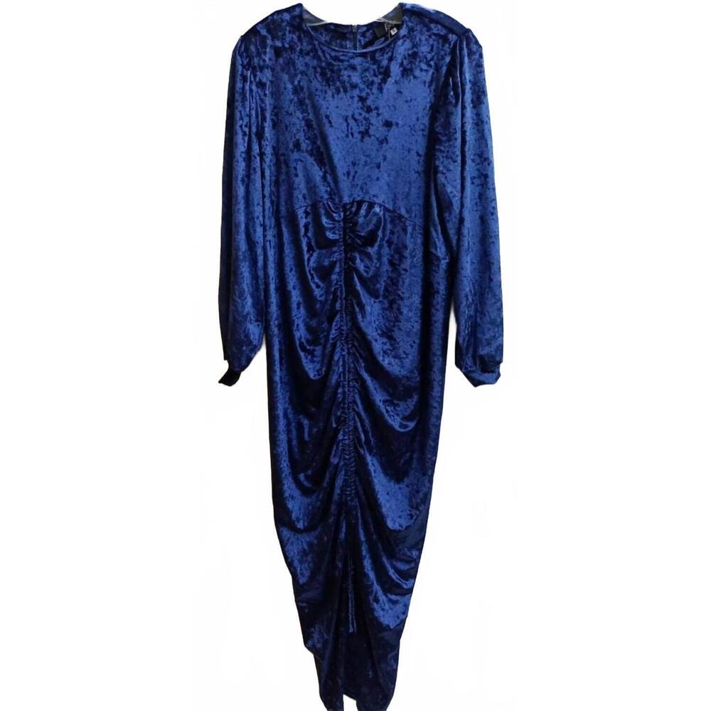 NEW ROSLYN women's crushed velvet dress in navy